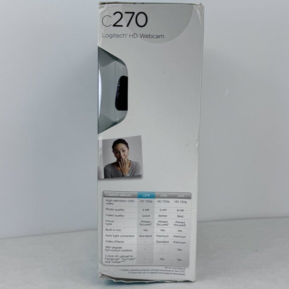 Logitech C270 HD 720p Webcam With Built-In Mic Automatic Light Correction NIB - Picture 4 of 13